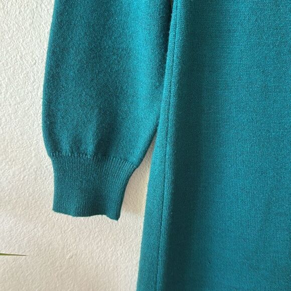 80’s Vintage Abercrombie & Fitch Emerald Green Fold Over Turtle Neck Midi Dress - Picture 5 of 12